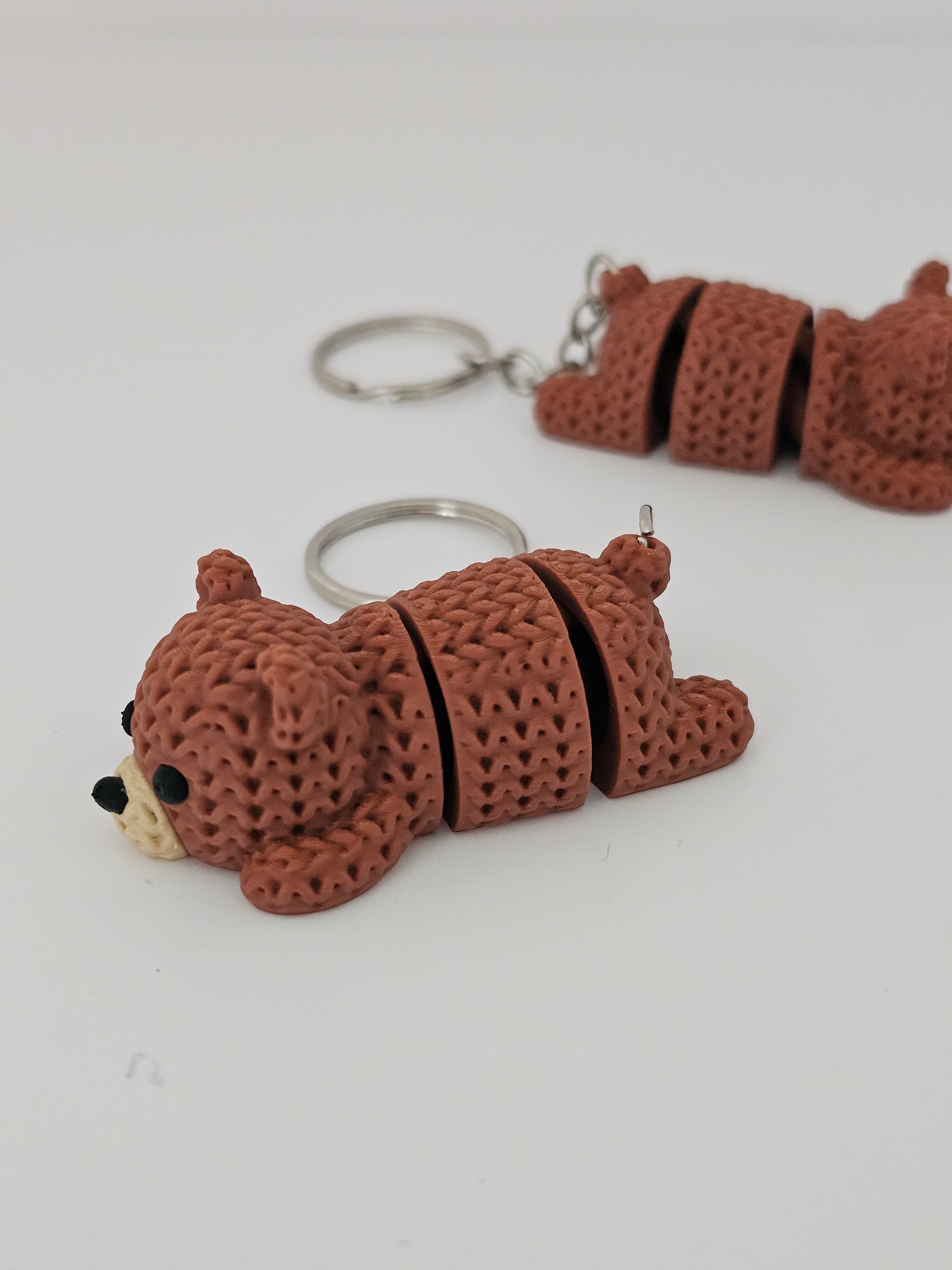 Knitted Reticulated Bear Keychain - 3D