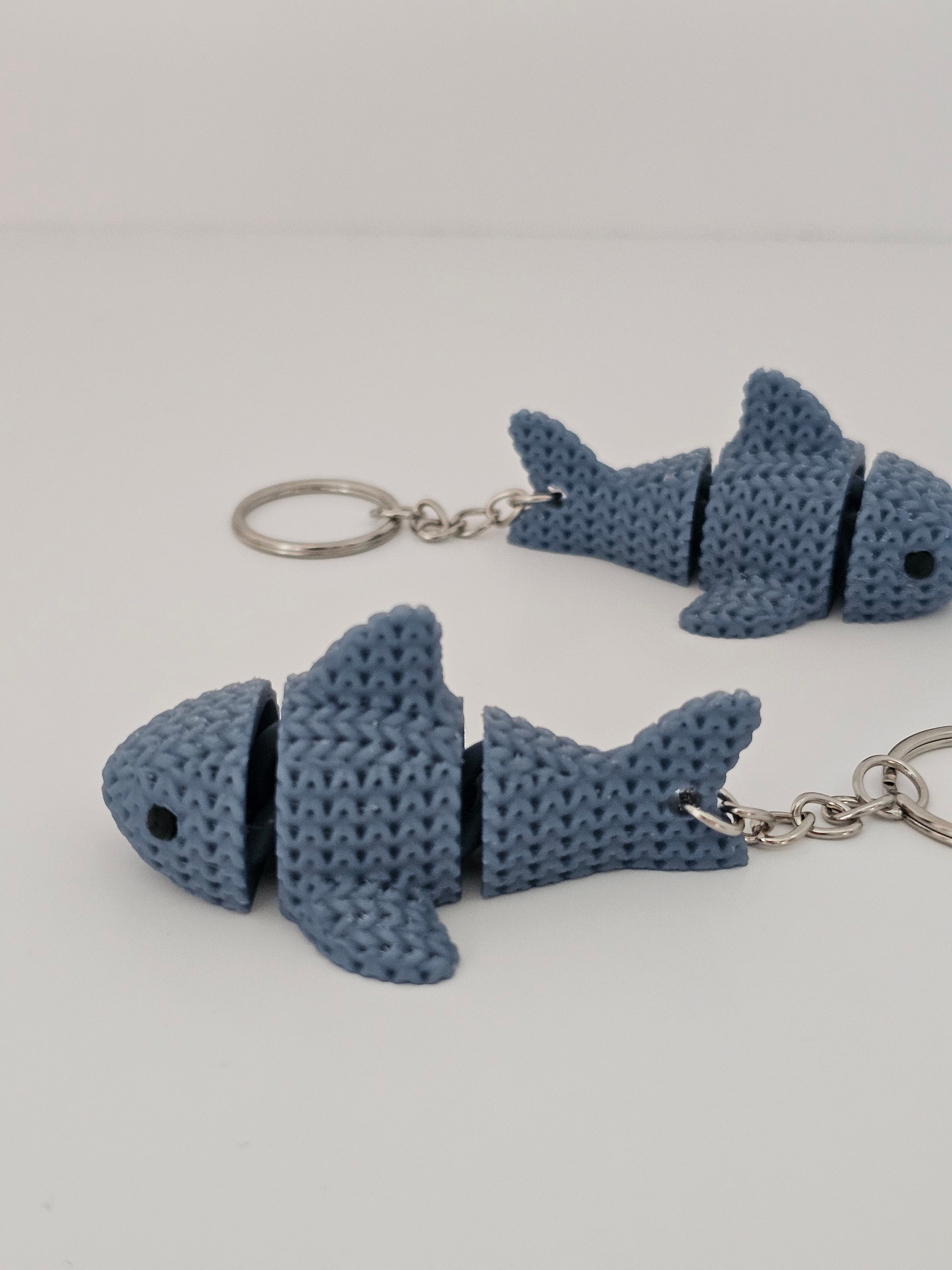Knitted Reticulated Shark Keychain - 3D