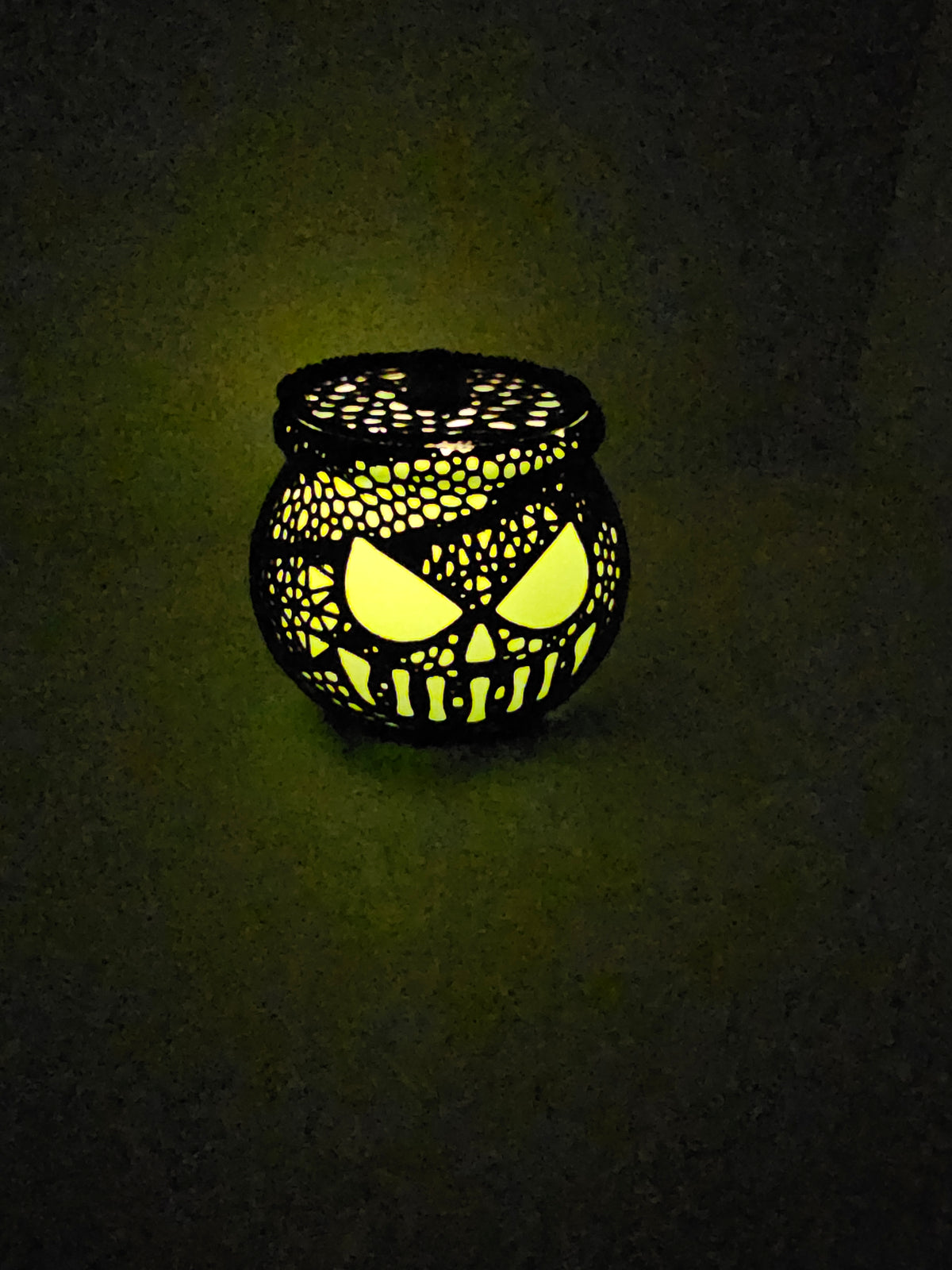 Glow in the Dark Tea Light Jack-O-Lantern Cauldron - 3D printed