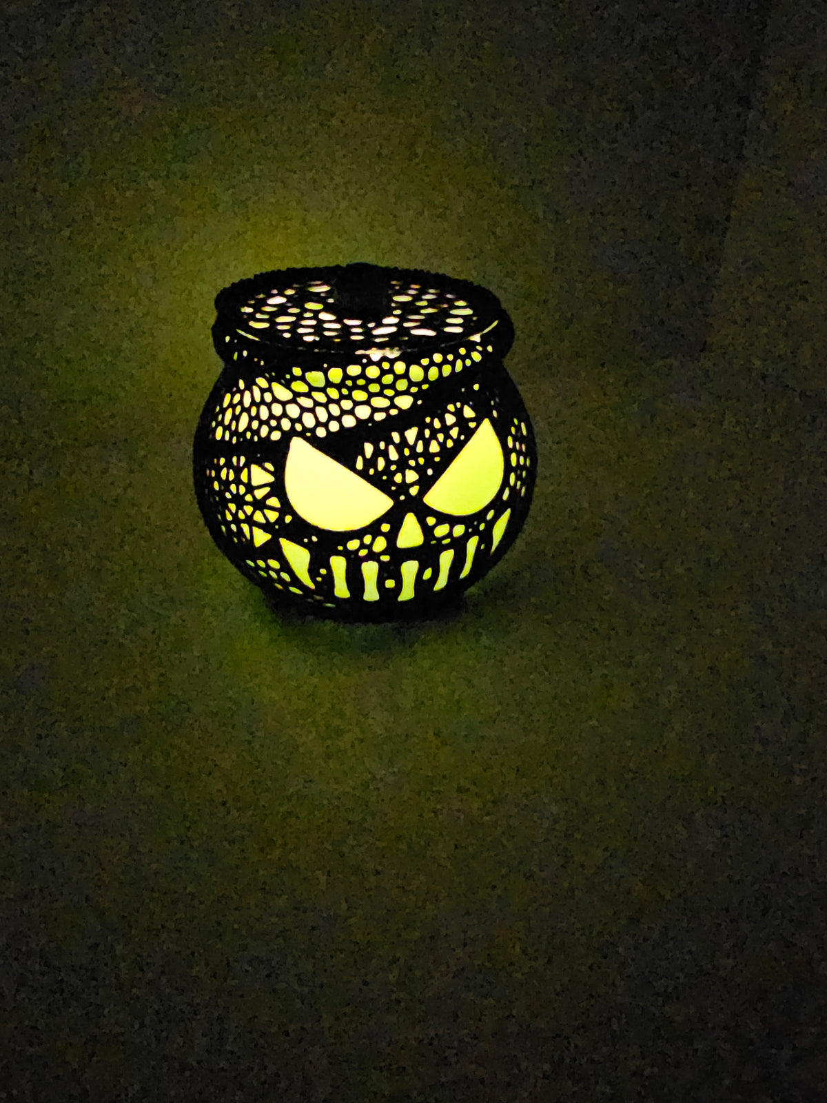 Glow in the Dark Tea Light Jack-O-Lantern Cauldron - 3D printed