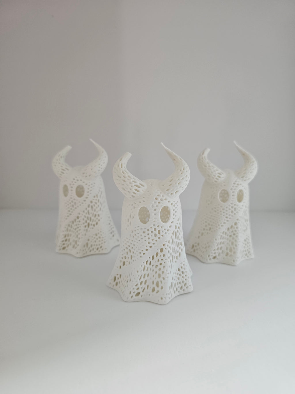 Horned Tea Light Ghost Set - 3D