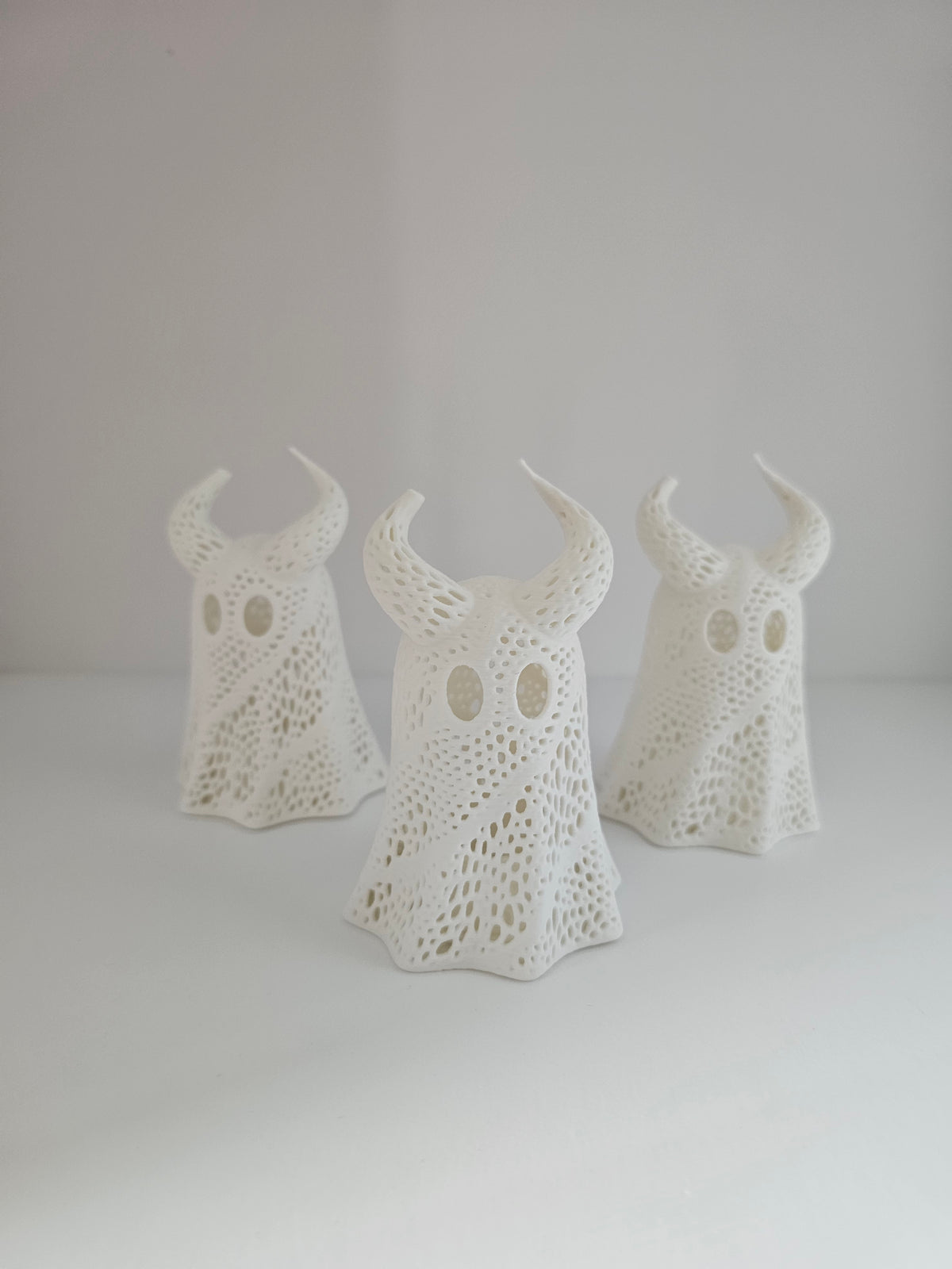 Horned Tea Light Ghost Set - 3D
