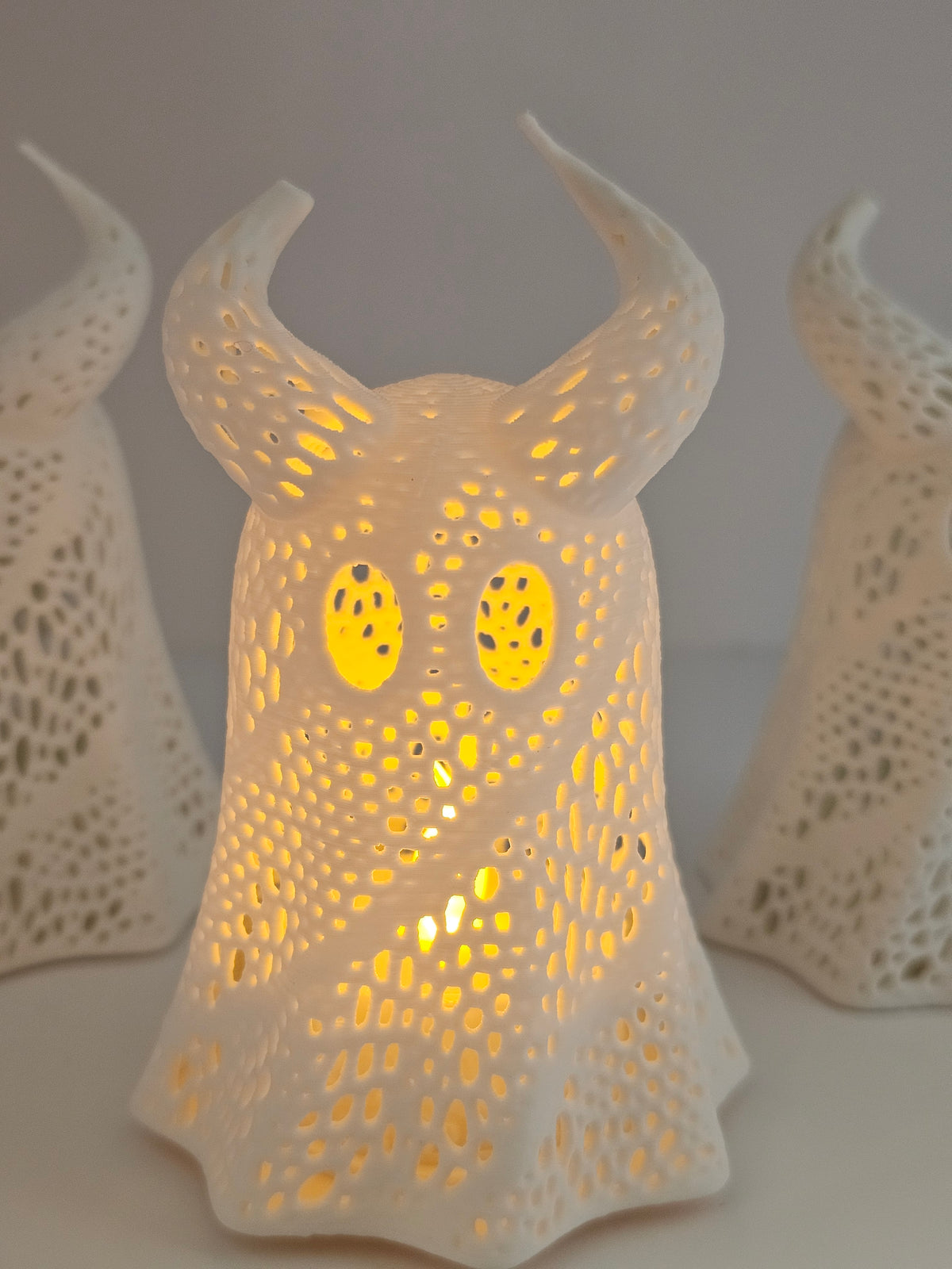 Horned Tea Light Ghost Set - 3D