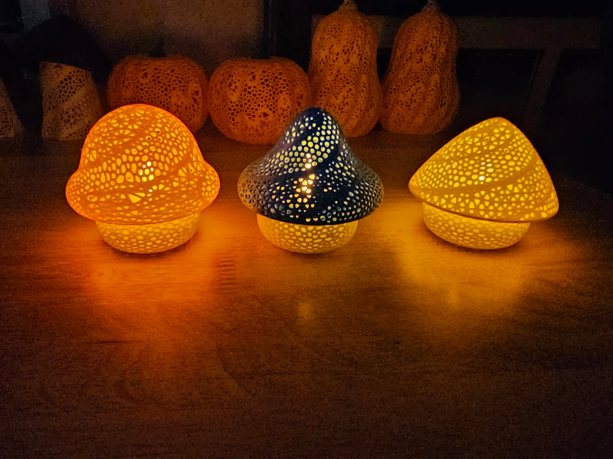 Decorative Small Mushroom Tea Light Set - 3D printed
